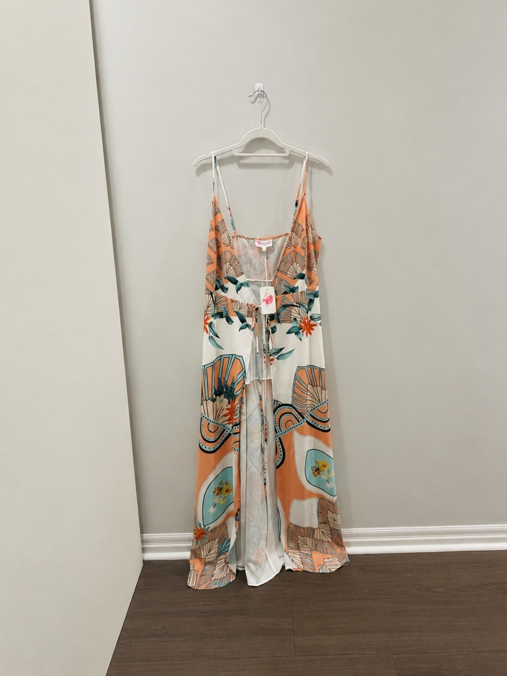 L'ATISTE orange and White Floral Maxi Dress